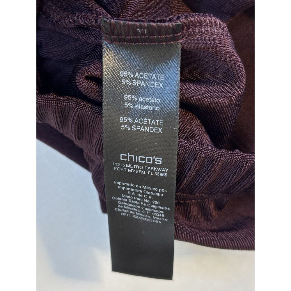 CHICO'S Travelers Dark Mulberry No Tummy Pant 3/XL Pull On Straight Leg Comfort - Picture 6 of 11